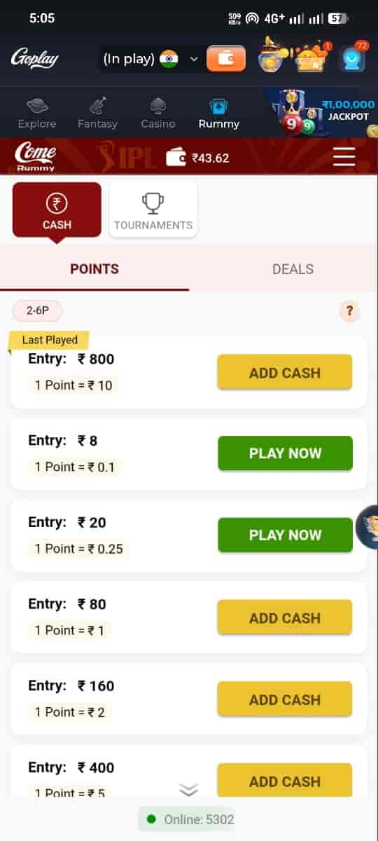 GoPlay Game player competition screen