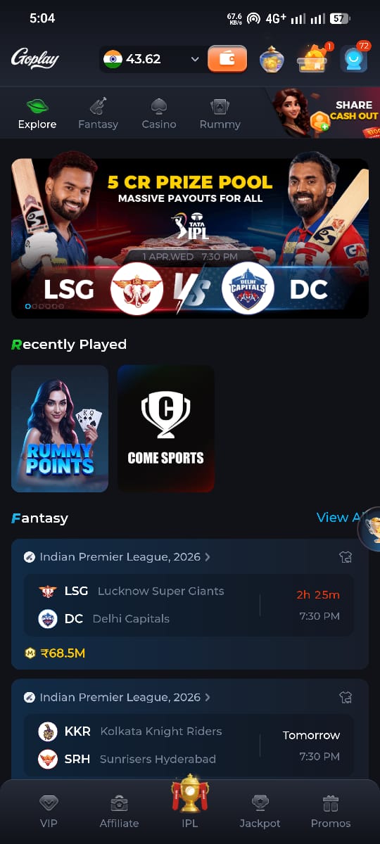 Mobile gaming experience on GoPlay Game app